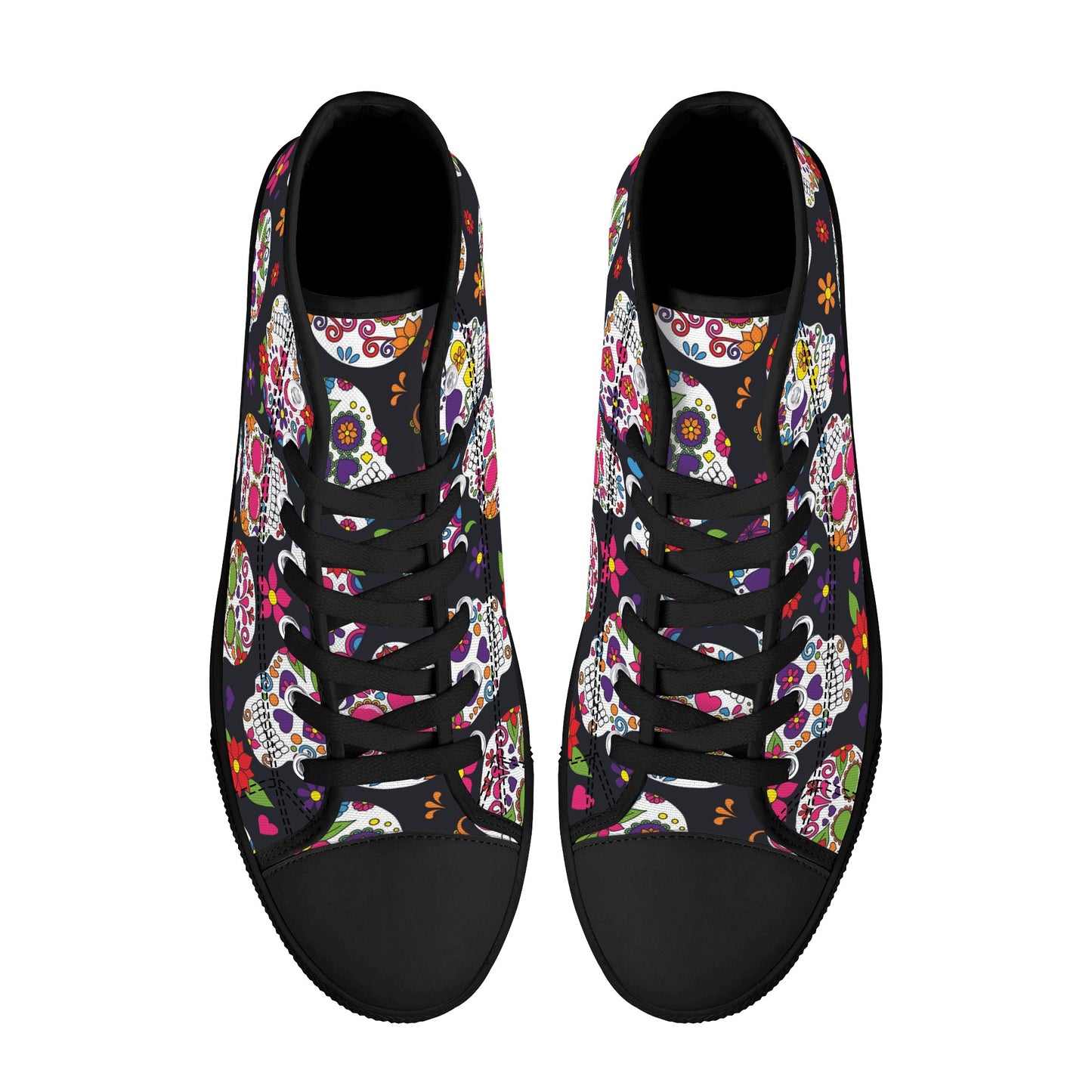 Dia de los muertos sugar skull Women's High Top Canvas Shoes With Customized Tongue