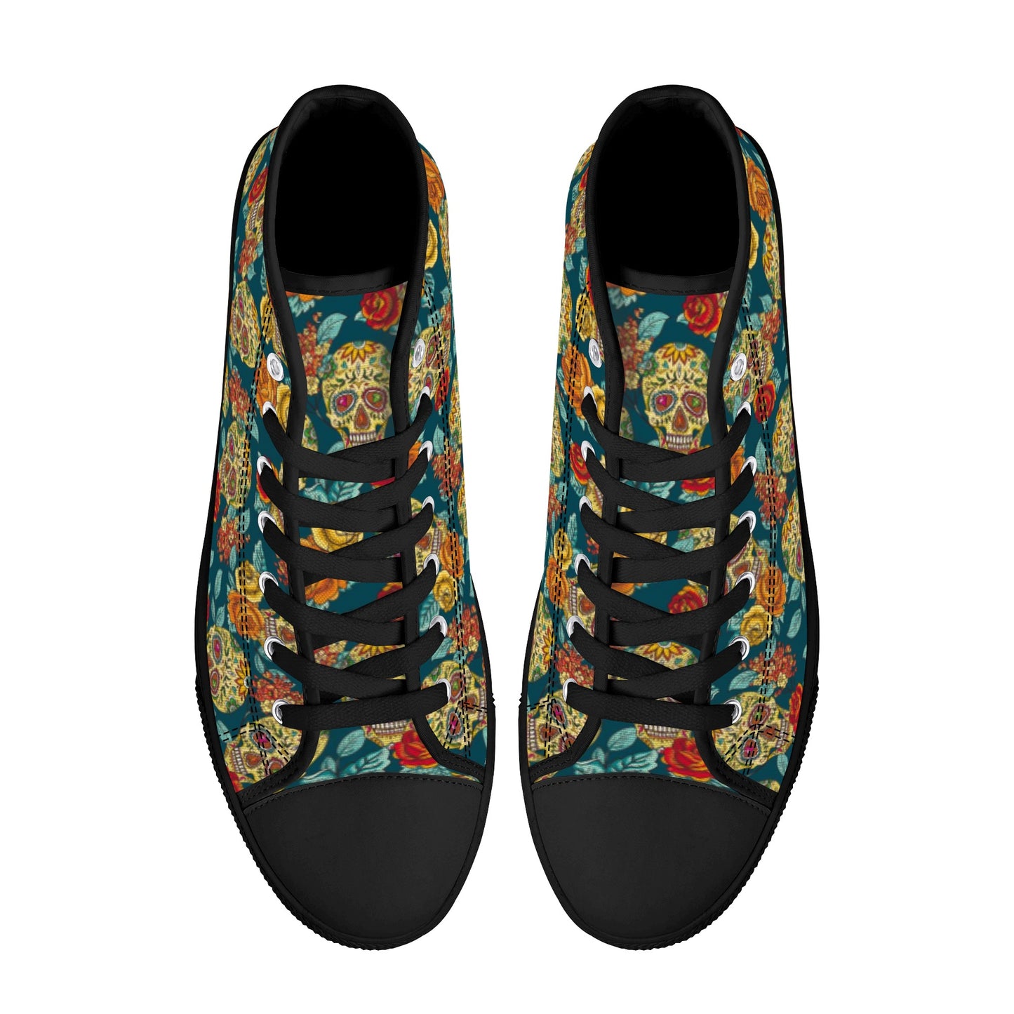 Mexican skull Calaveras day of the dead Men's High Top Canvas Shoes With Customized Tongue