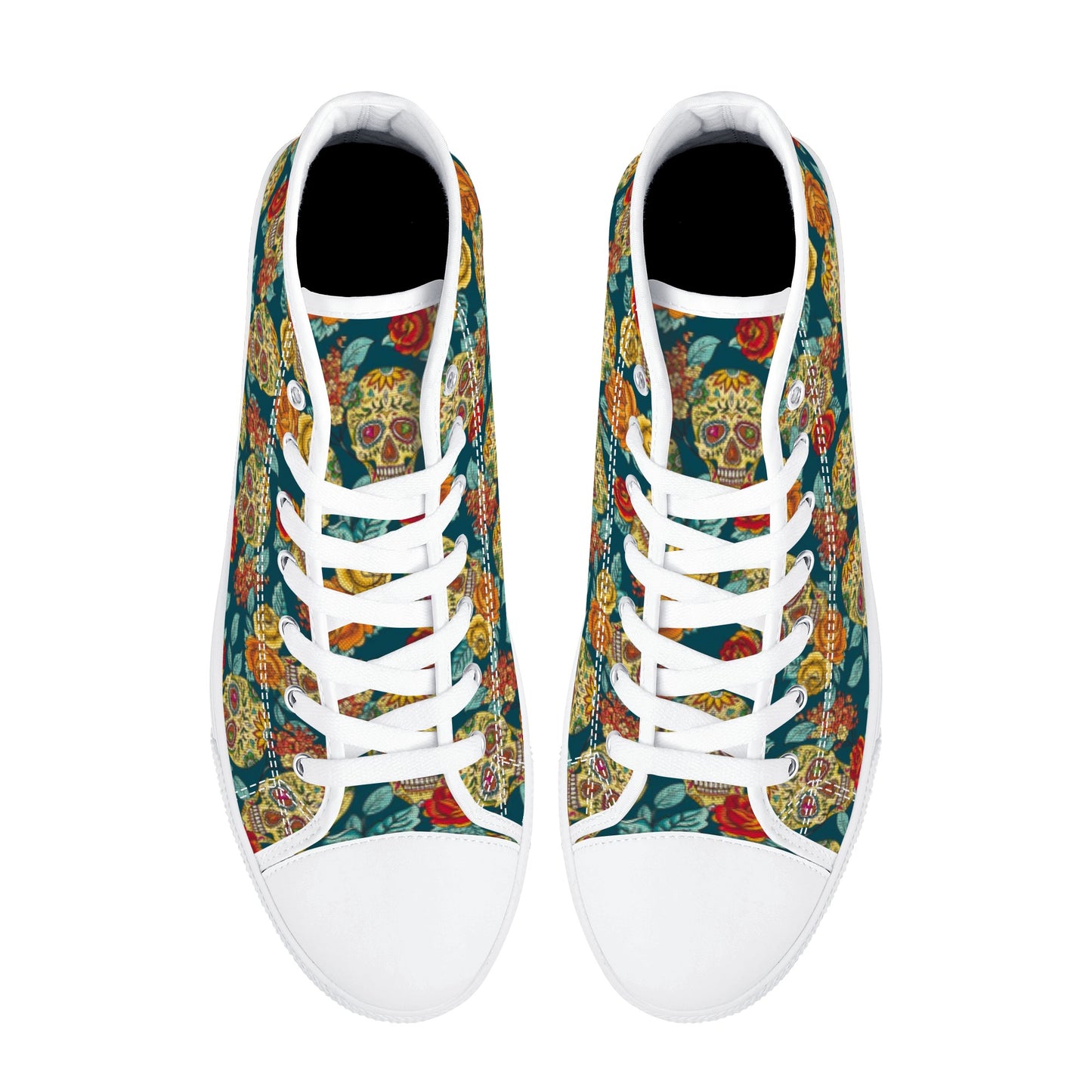 Mexican skull Calaveras day of the dead Women's High Top Canvas Shoes With Customized Tongue