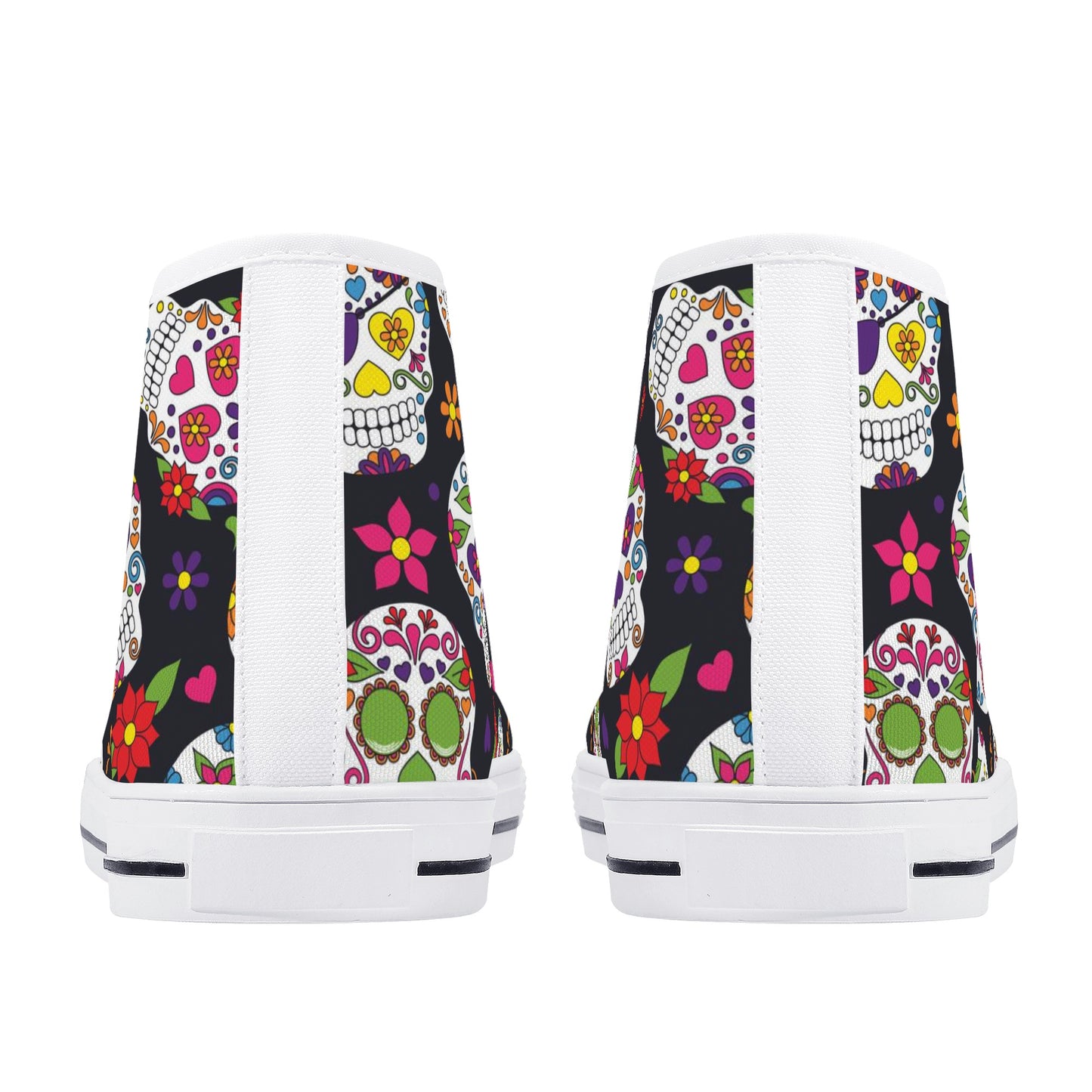 Dia de los muertos sugar skull Women's High Top Canvas Shoes With Customized Tongue