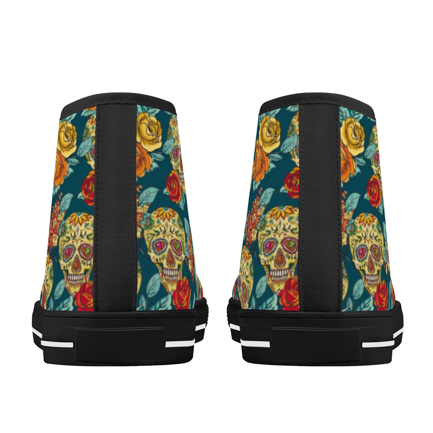 Mexican skull Calaveras day of the dead Women's High Top Canvas Shoes With Customized Tongue