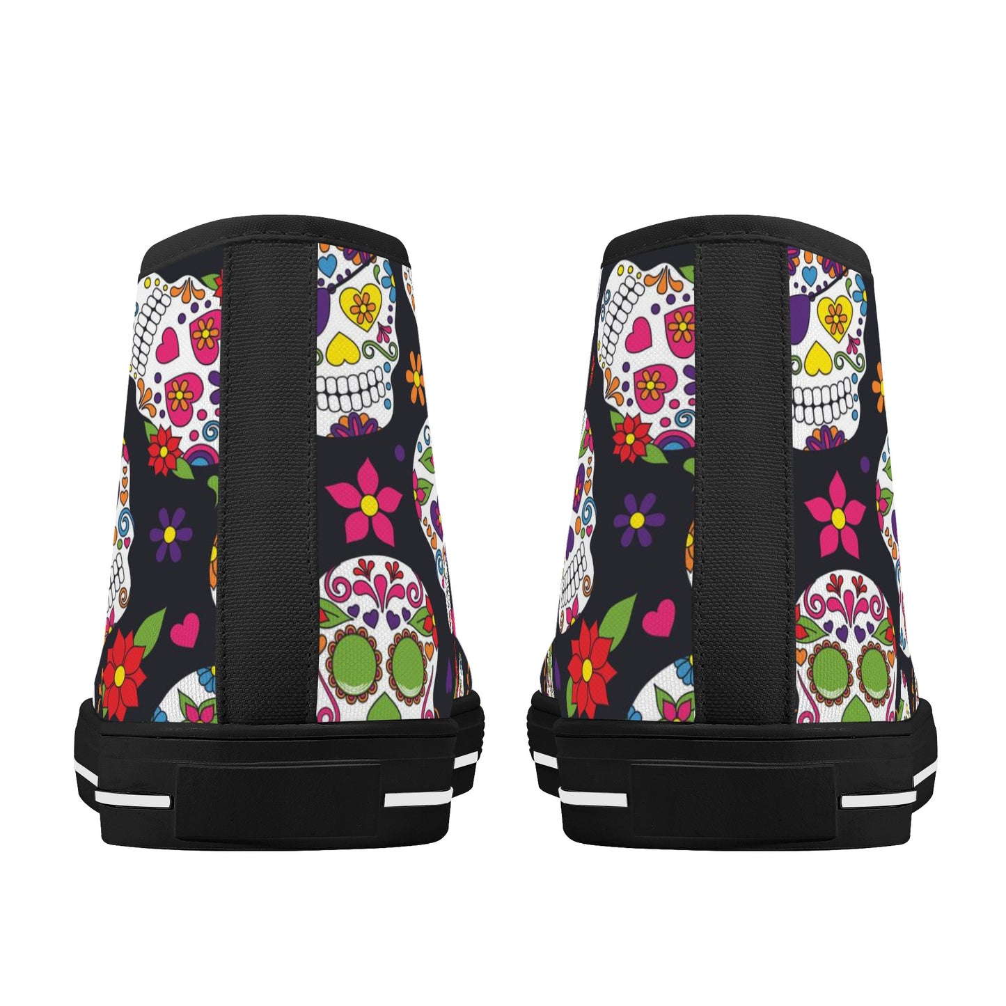 Dia de los muertos sugar skull Women's High Top Canvas Shoes With Customized Tongue