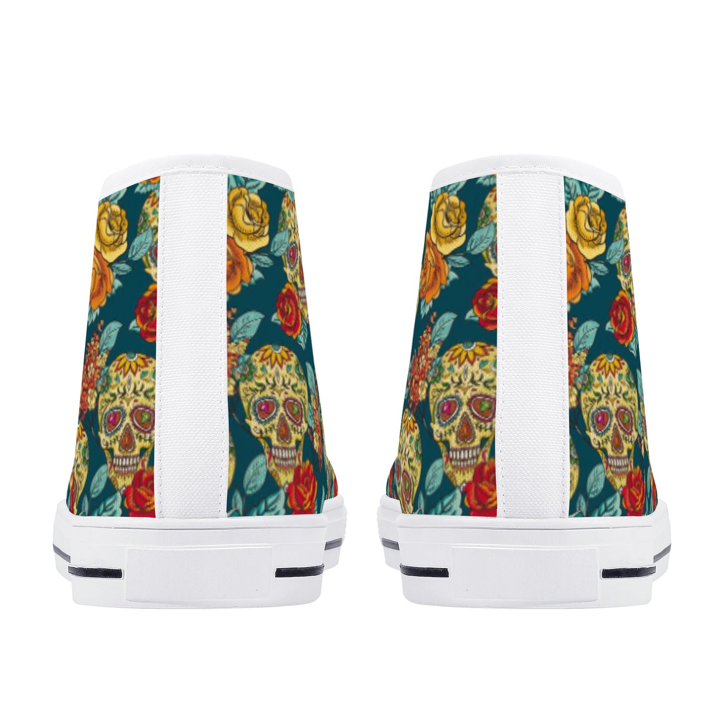 Mexican skull Calaveras day of the dead Women's High Top Canvas Shoes With Customized Tongue