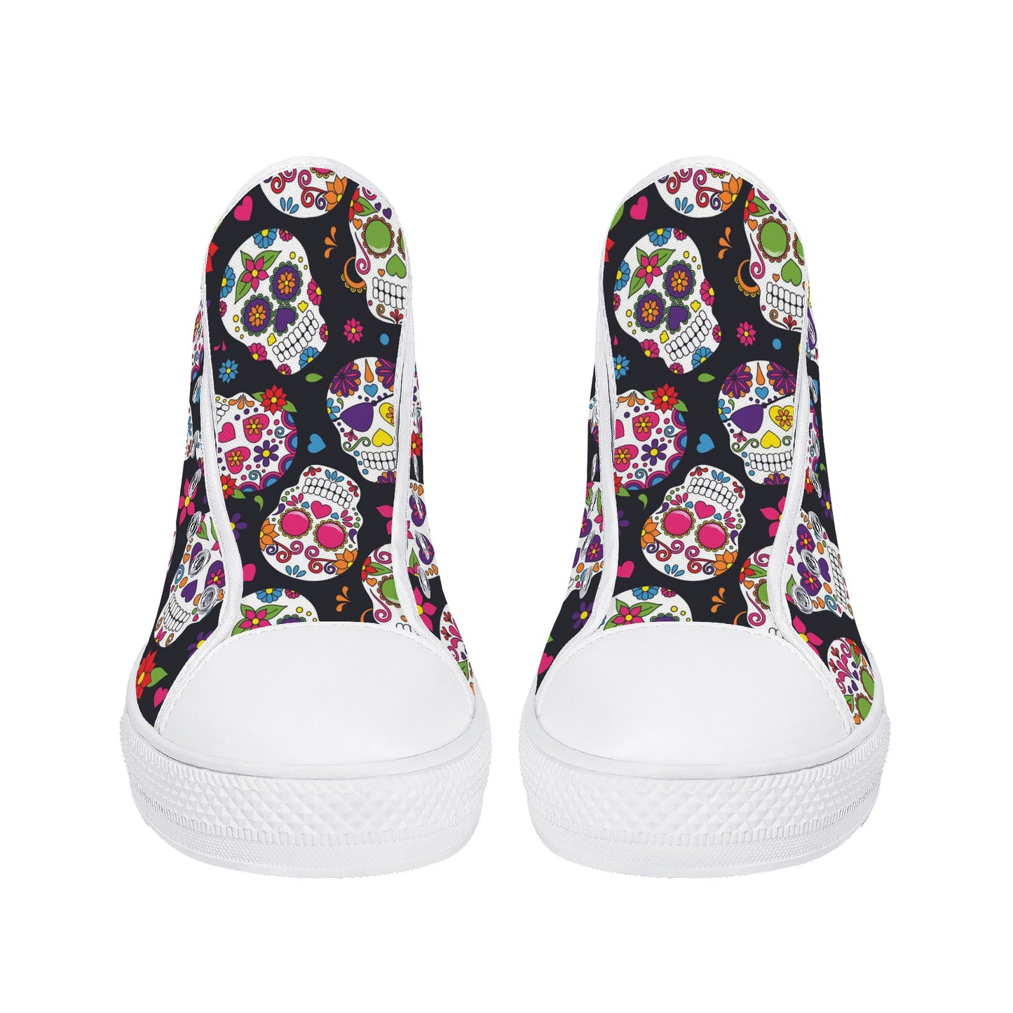 Dia de los muertos sugar skull Women's High Top Canvas Shoes With Customized Tongue