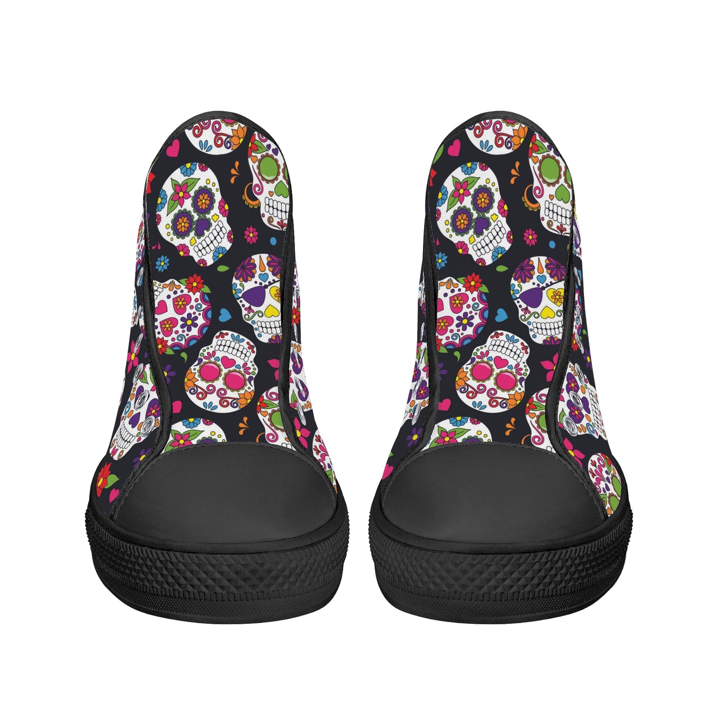 Dia de los muertos sugar skull Women's High Top Canvas Shoes With Customized Tongue