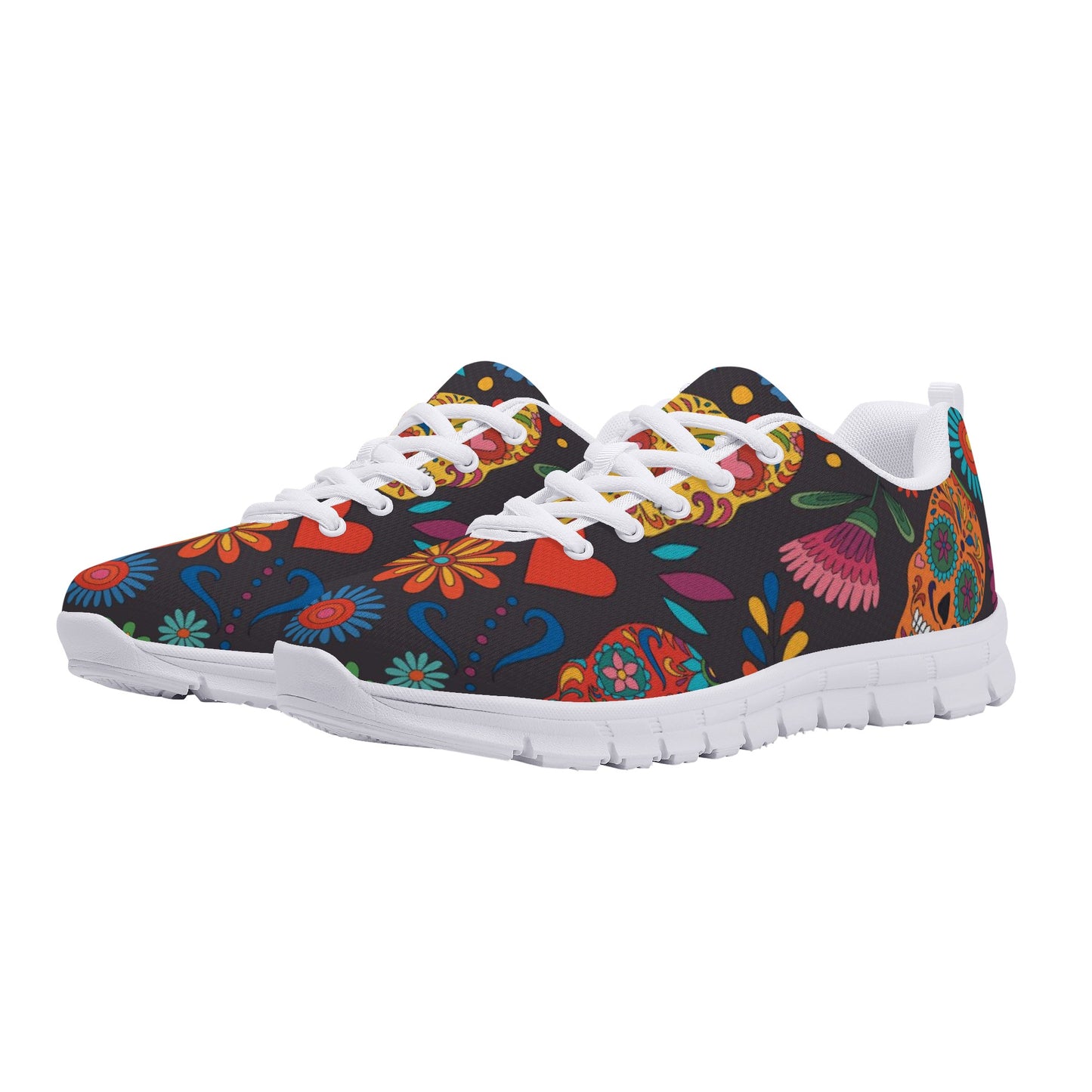 Floral sugar skull pattern Women's Running Shoes