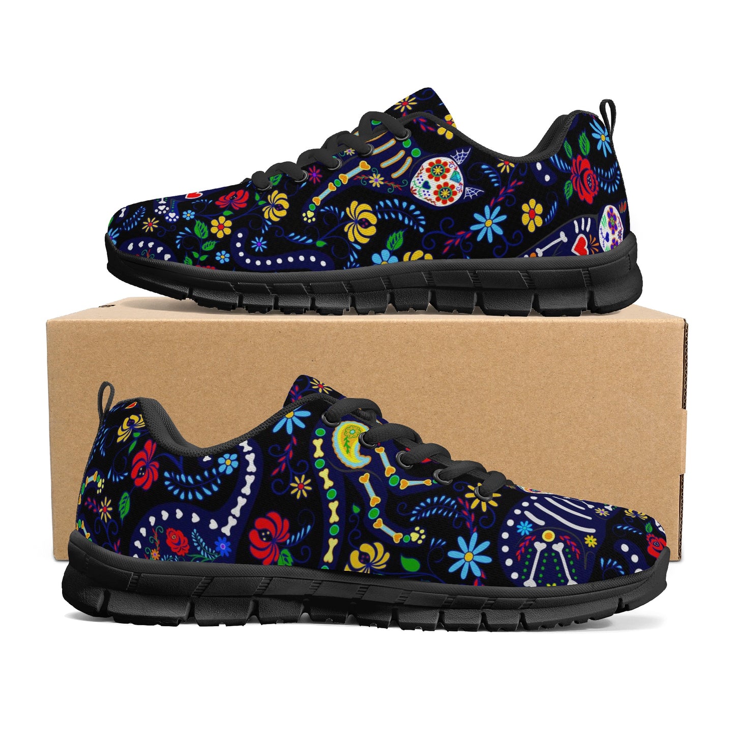 Cat sugar skull pattern Women's Running Shoes