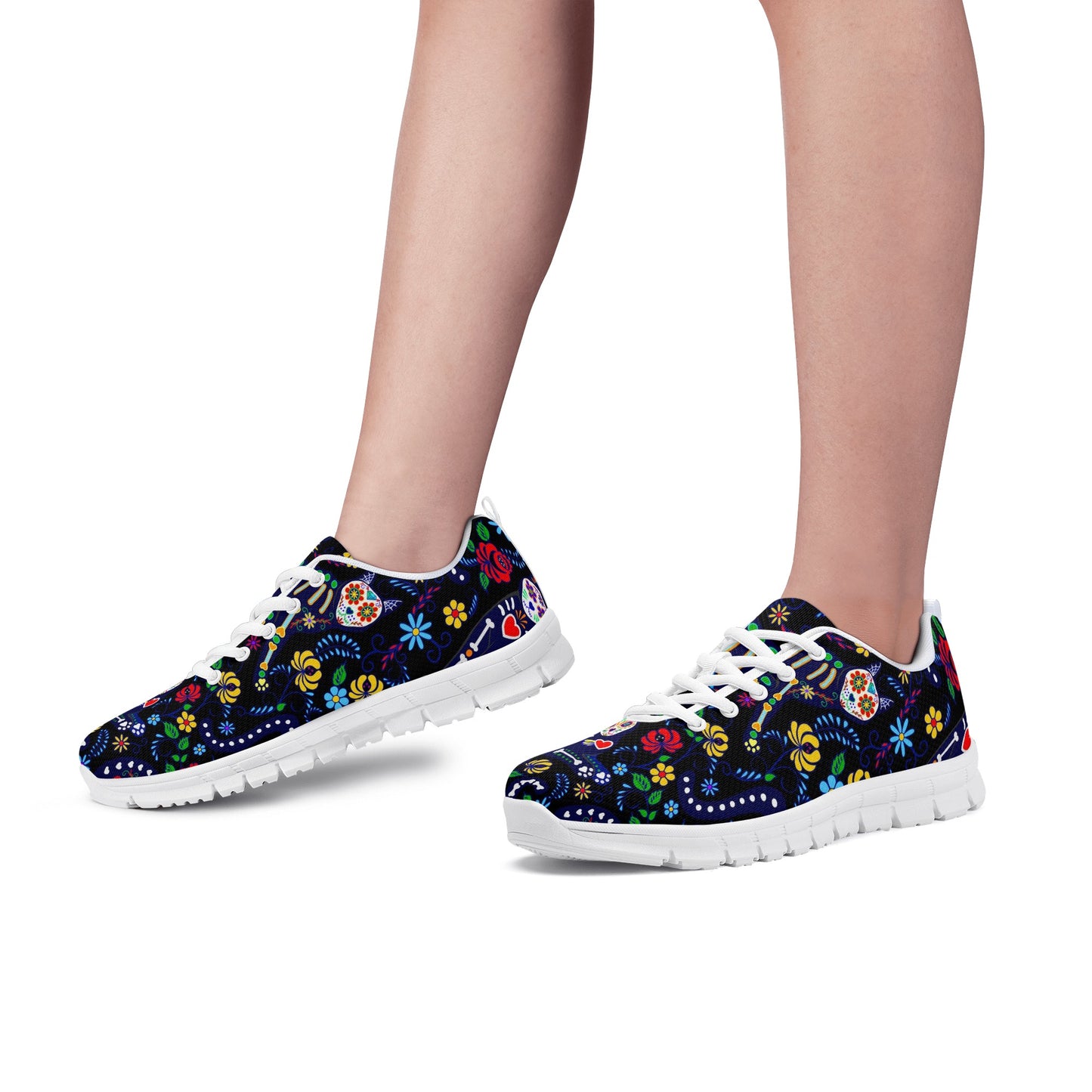 Cat sugar skull pattern Women's Running Shoes