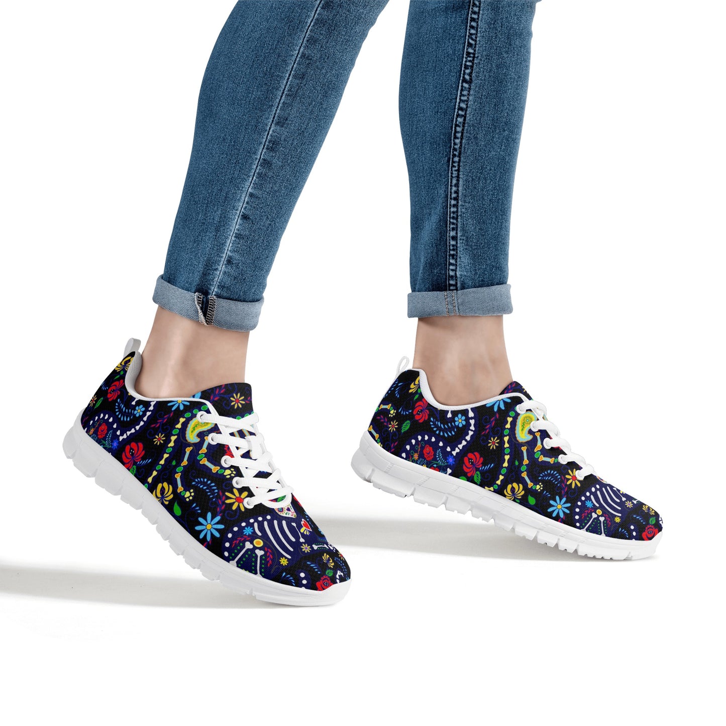 Cat sugar skull pattern Women's Running Shoes