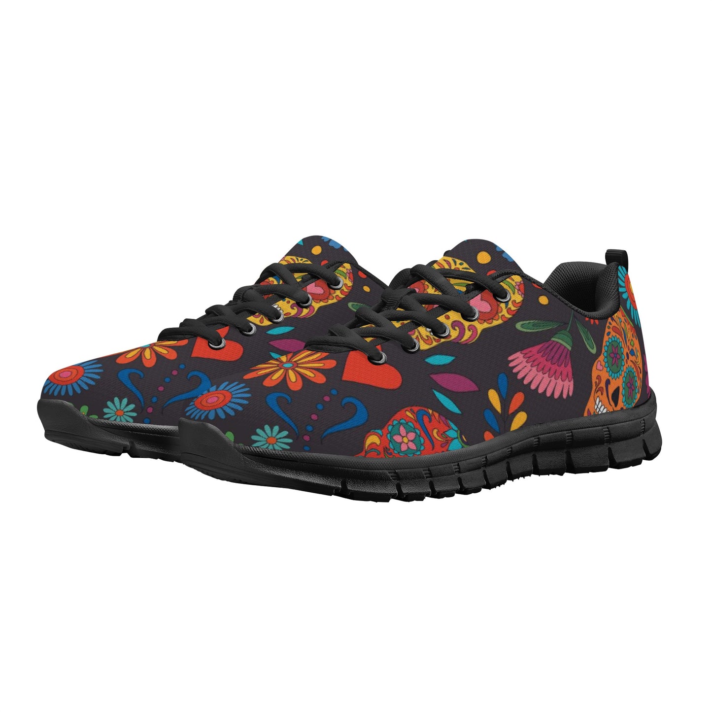 Floral sugar skull pattern Women's Running Shoes