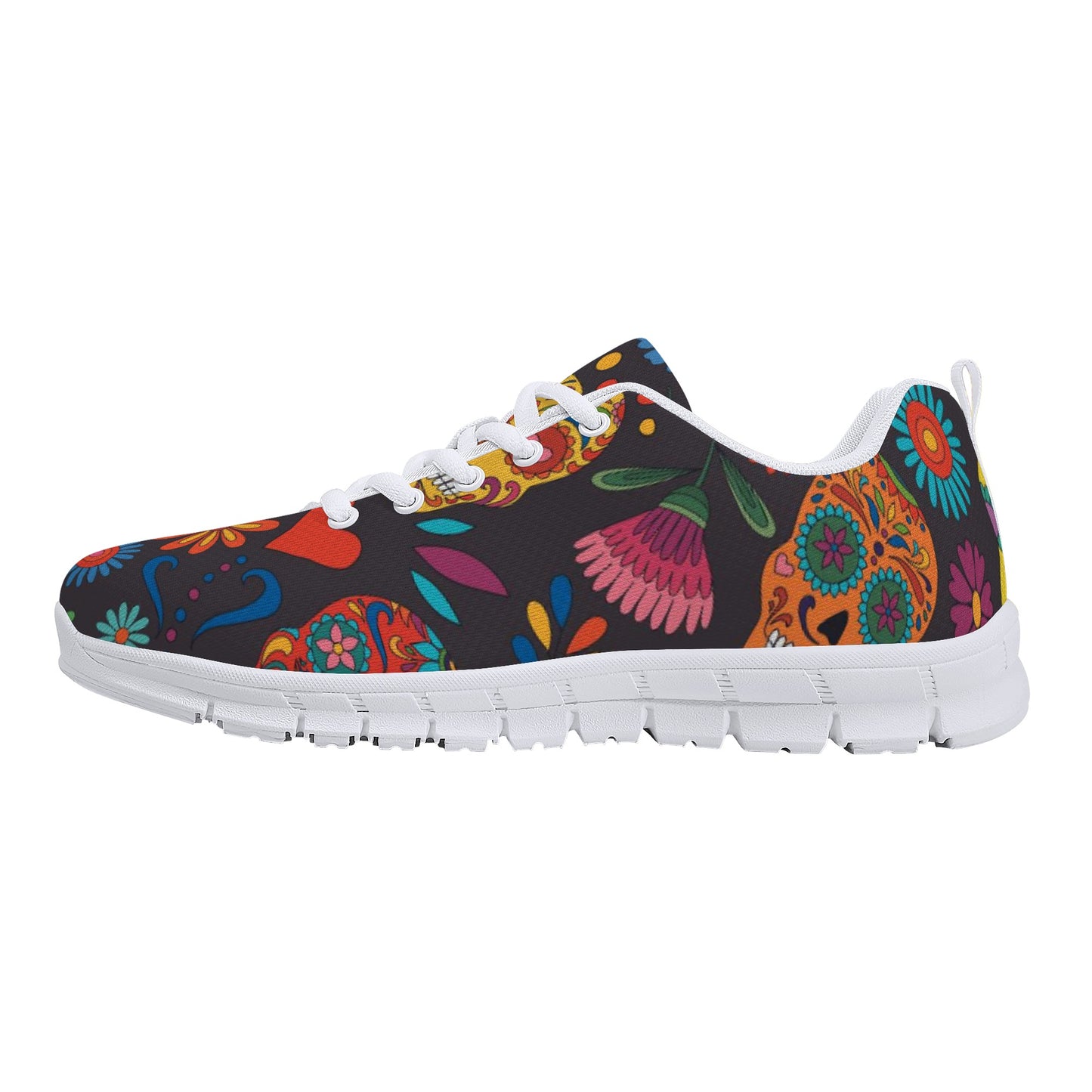 Floral sugar skull pattern Women's Running Shoes