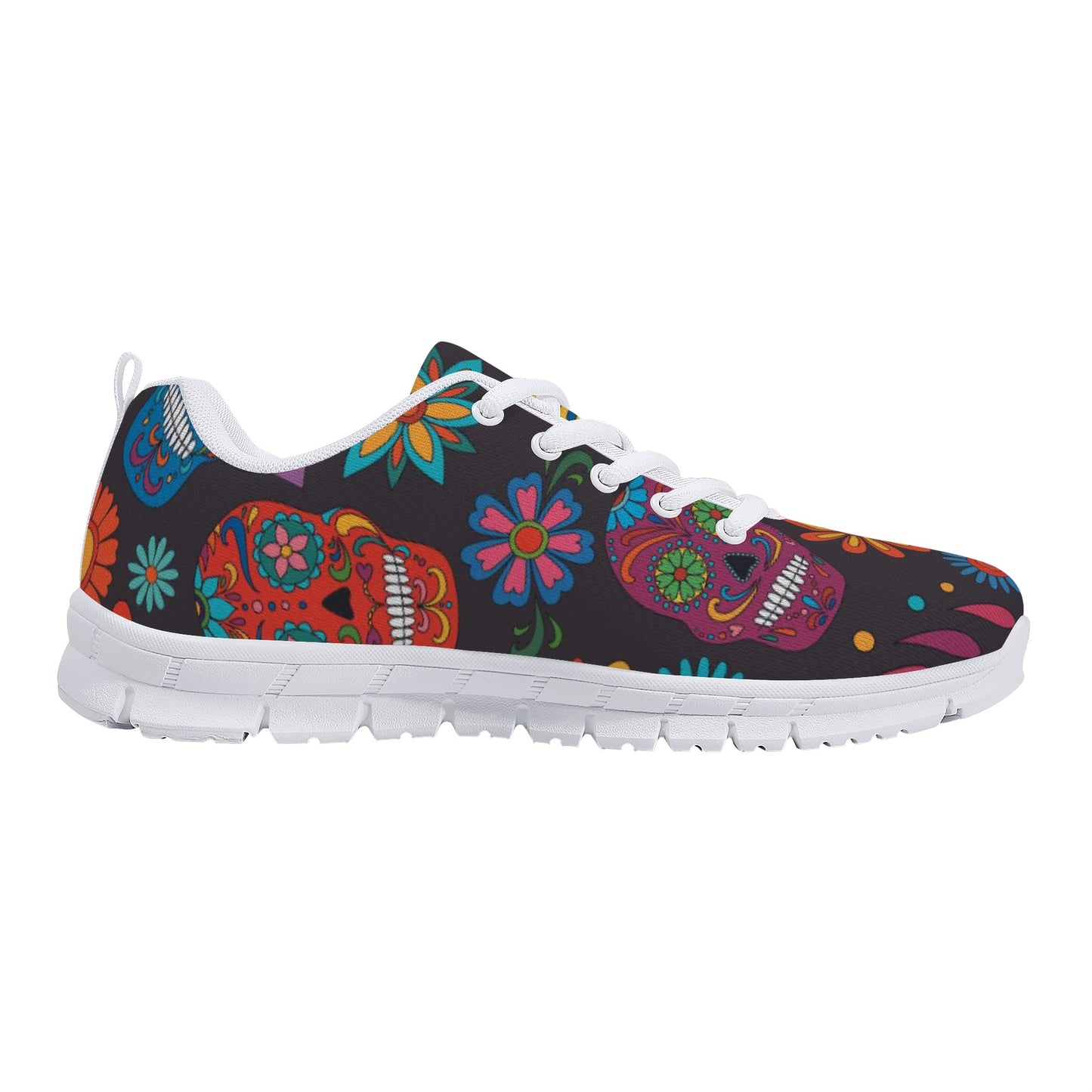 Floral sugar skull pattern Women's Running Shoes