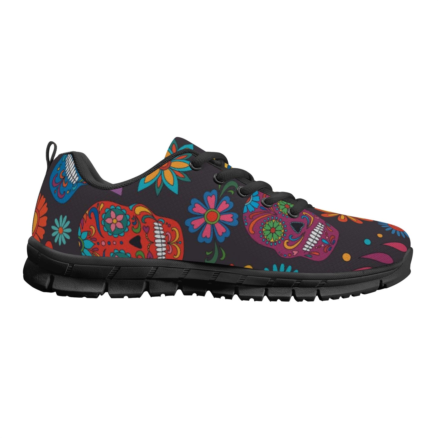 Floral sugar skull pattern Women's Running Shoes