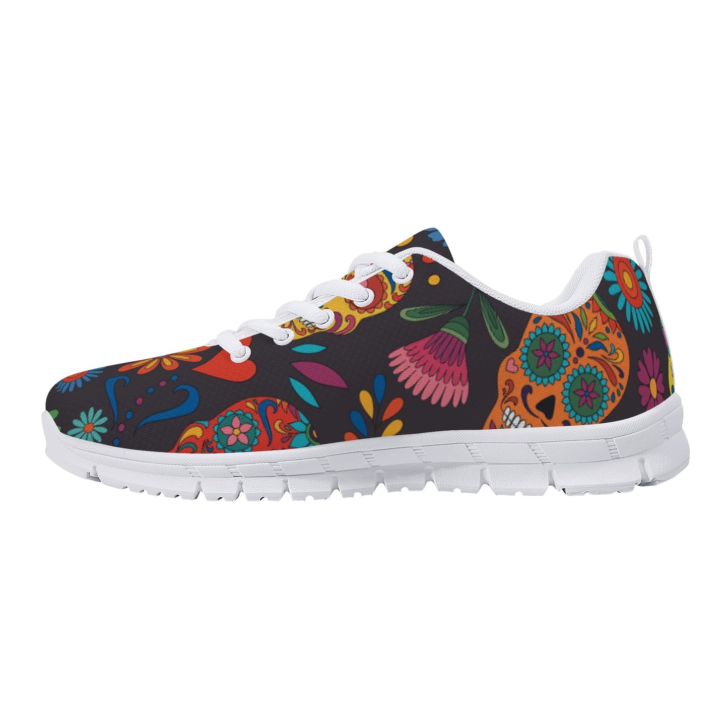 Floral sugar skull pattern Women's Running Shoes