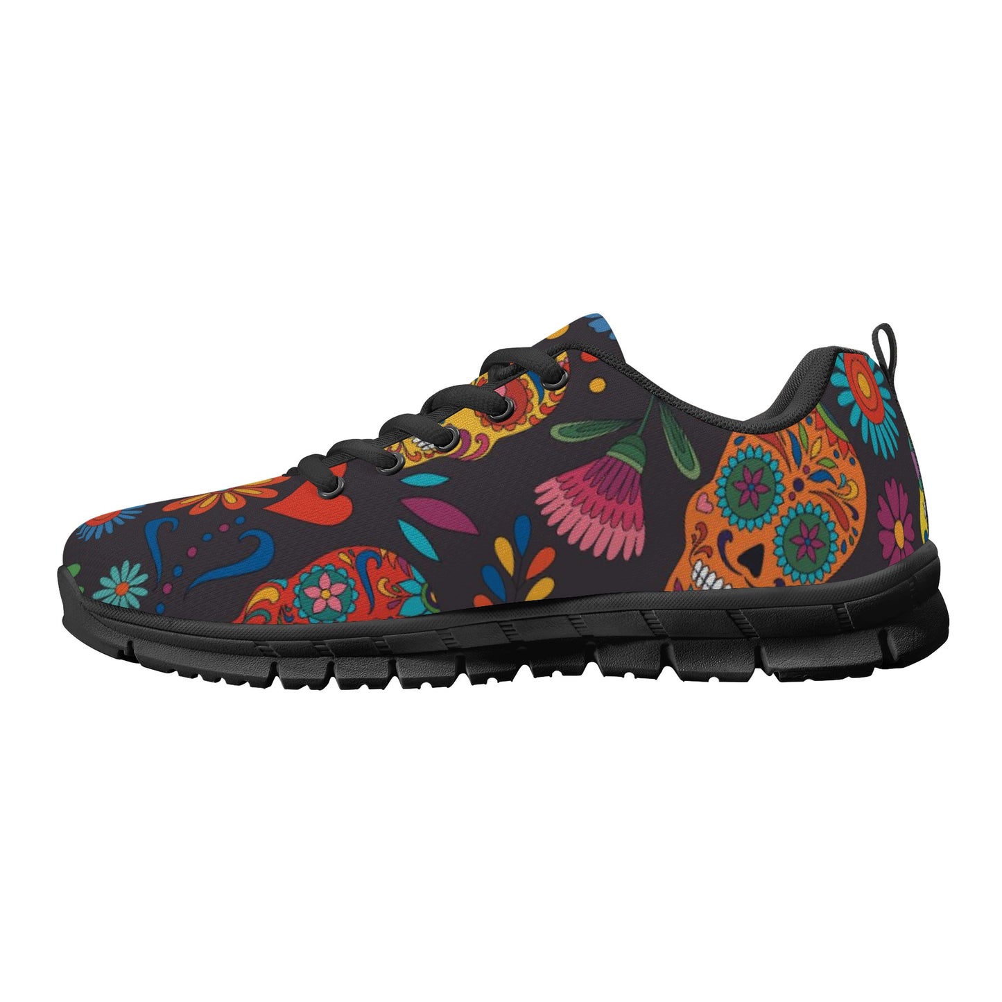 Floral sugar skull pattern Women's Running Shoes