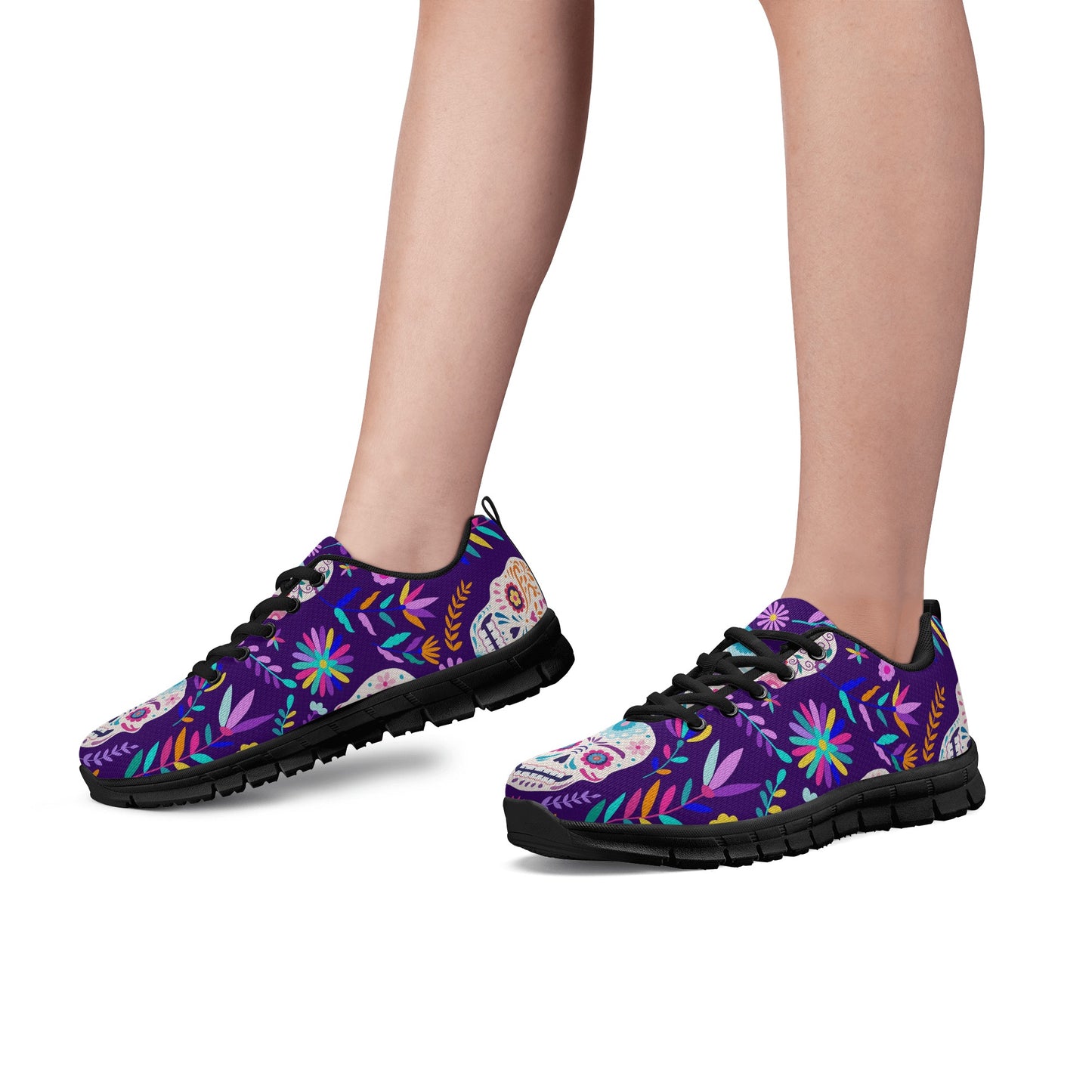 Rose skull floral sugar skull Women's Running Shoes