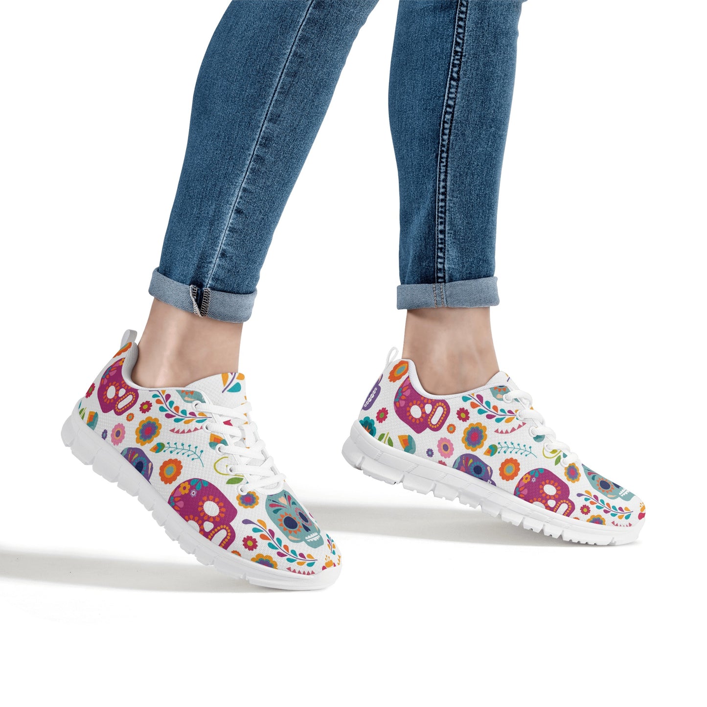 Sugar skull skeleton Halloween Women's Running Shoes