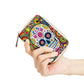 Beautiful sugar skull pattern Zipper Card Holder