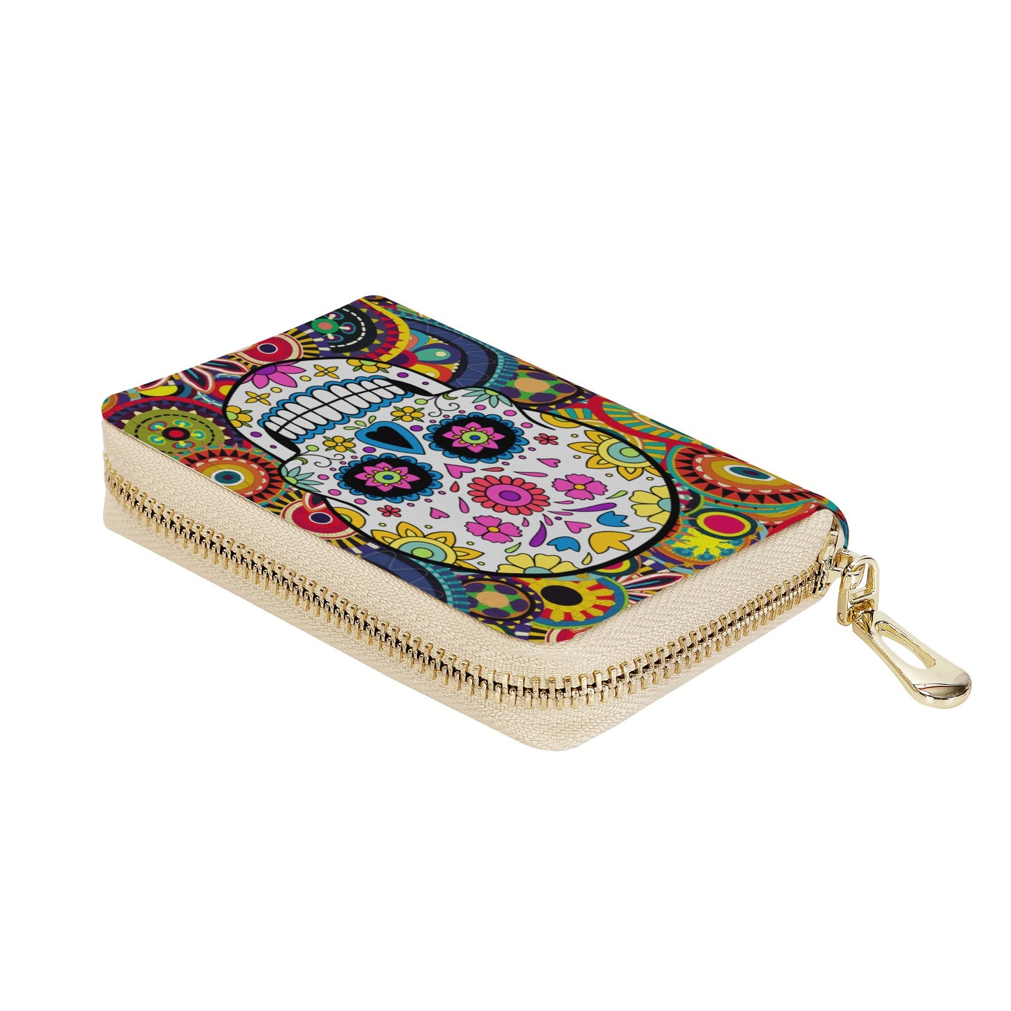 Beautiful sugar skull pattern Zipper Card Holder