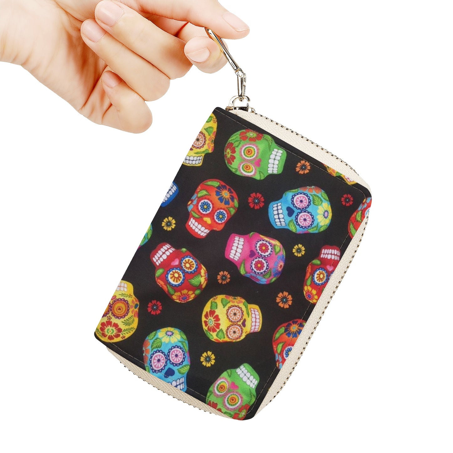 Sugar skull Mexican skull Zipper Card Holder