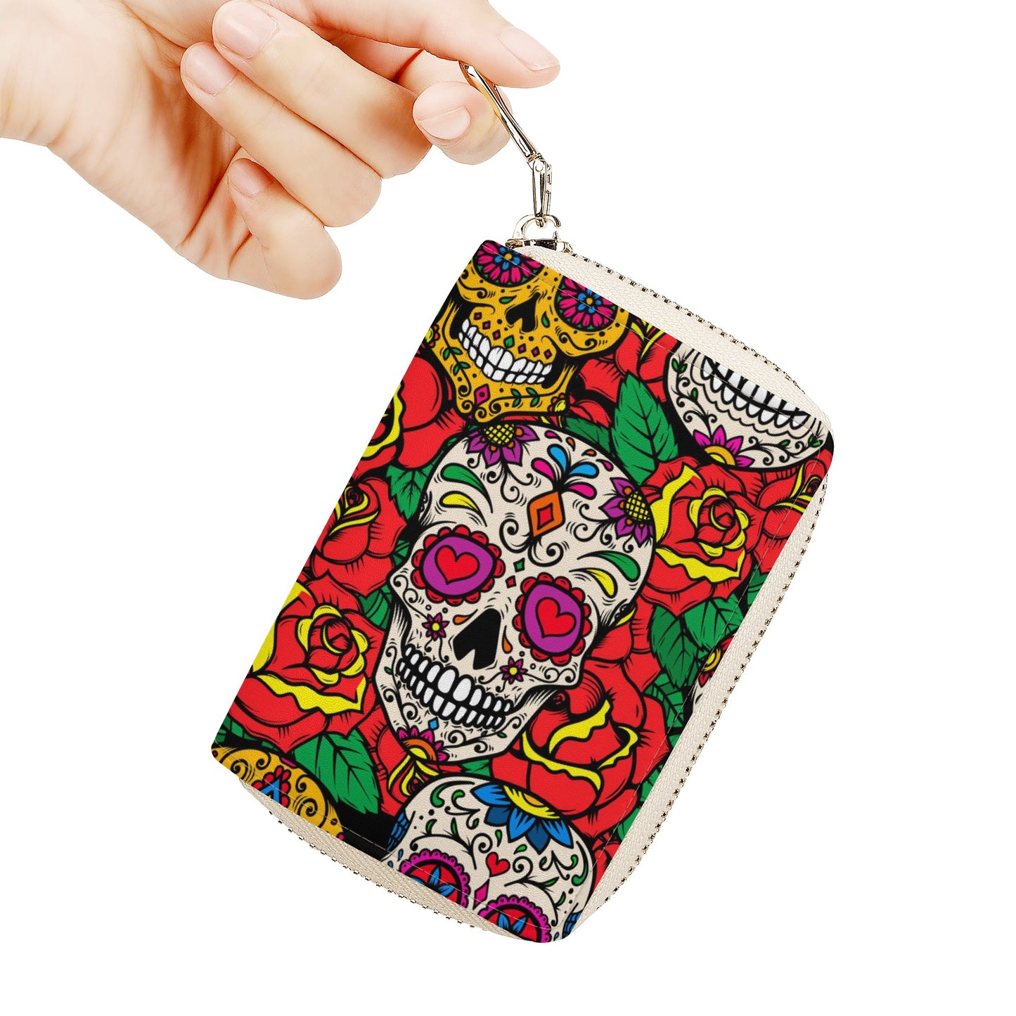 Dia de los muertos Calaveras skull Zipper Card Holder