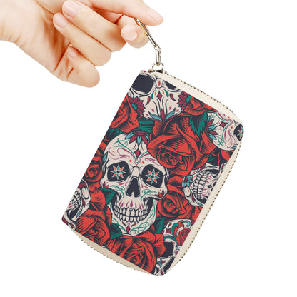 Halloween sugar skull Zipper Card Holder