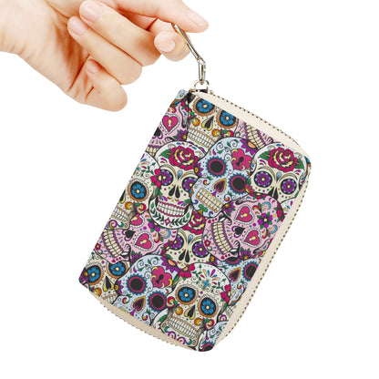 Dia de los muertos sugar skull Zipper Card Holder