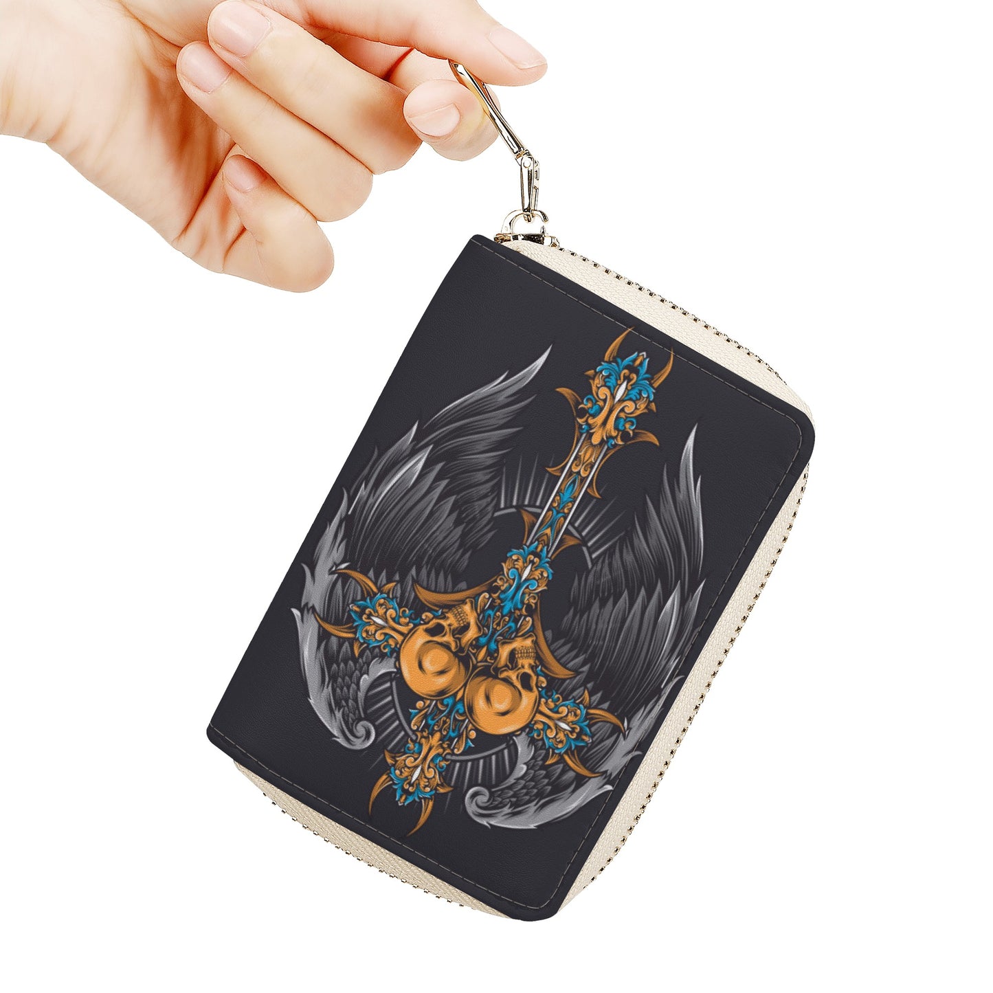 Cross skull Zipper Card Holder