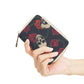 Floral rose skull Halloween pattern Zipper Card Holder