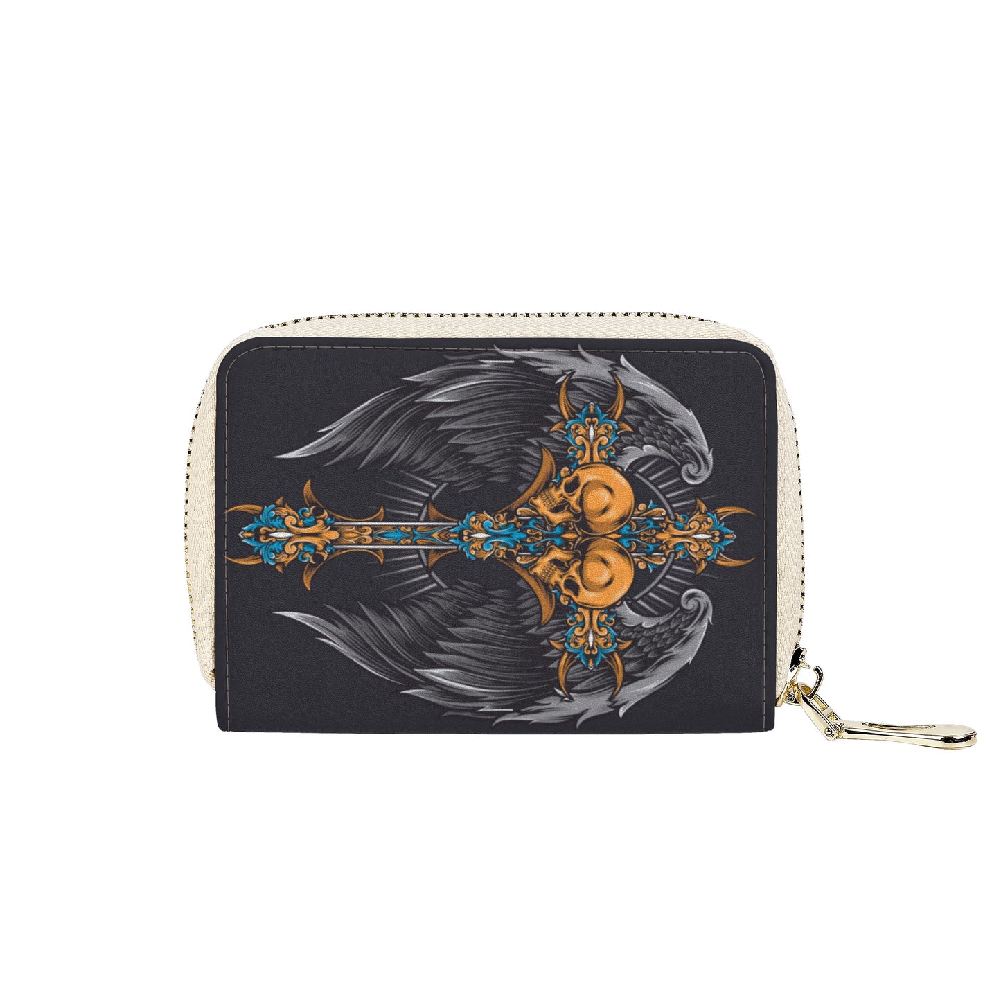 Cross skull Zipper Card Holder