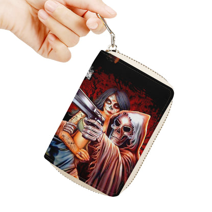 Grim reaper and girl Zipper Card Holder
