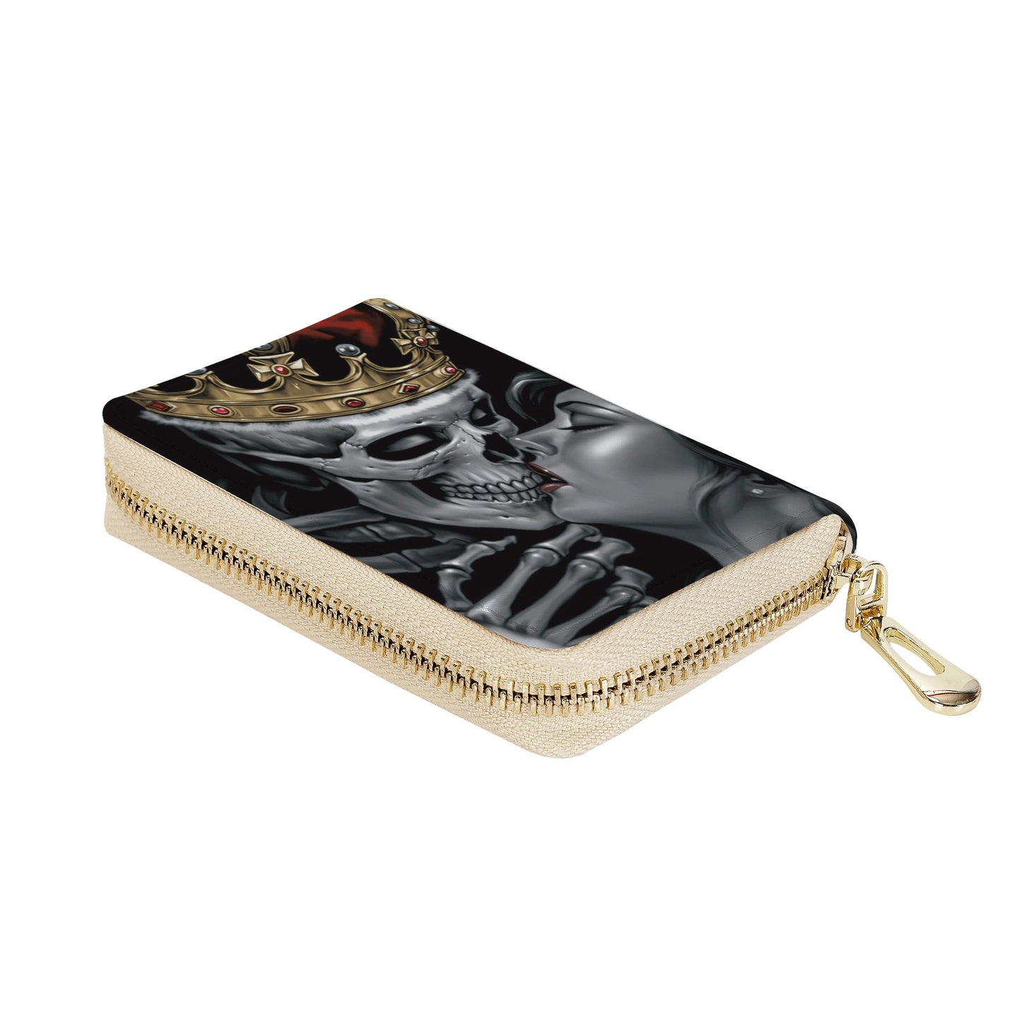 King skull grim reaper kiss girl Zipper Card Holder