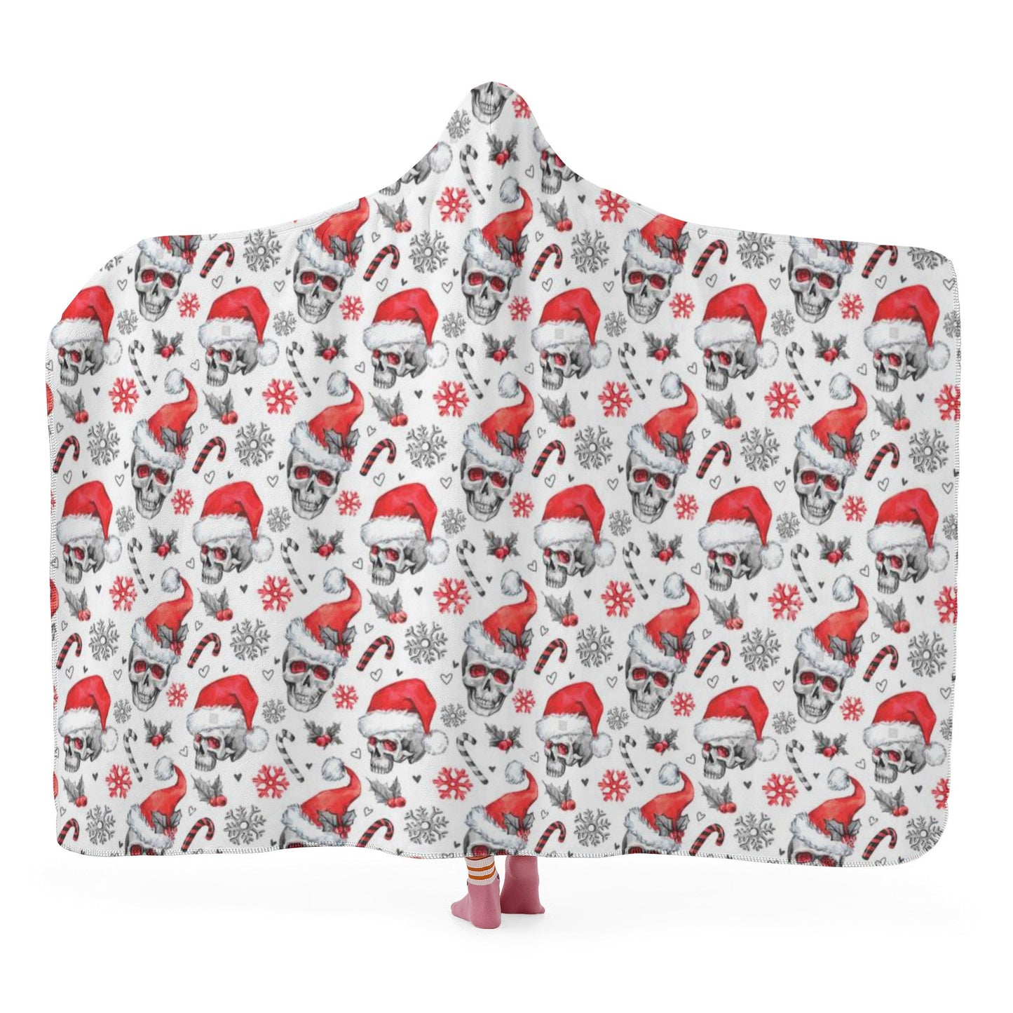 Santa claus skull Hooded Blanket