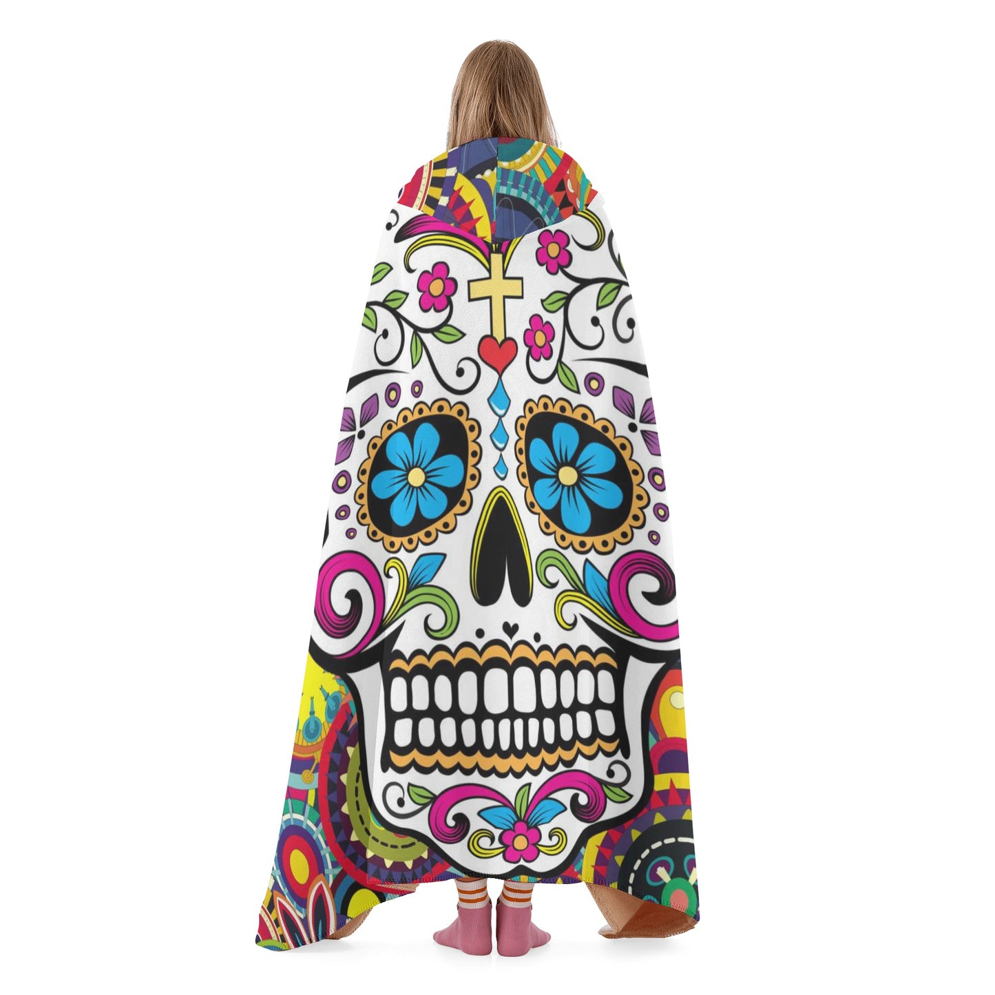Floral day of the dead Hooded Blanket