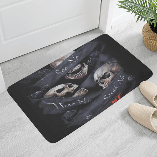 No see no hear no speak evils skull Plush Doormat