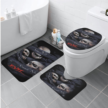 No see no hear no speak evils skull Bath Room Toilet Set