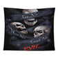 No see no hear no speak evils skull Wall Tapestry