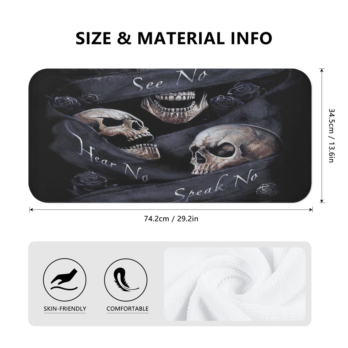 No see no hear no speak evils skull Towel