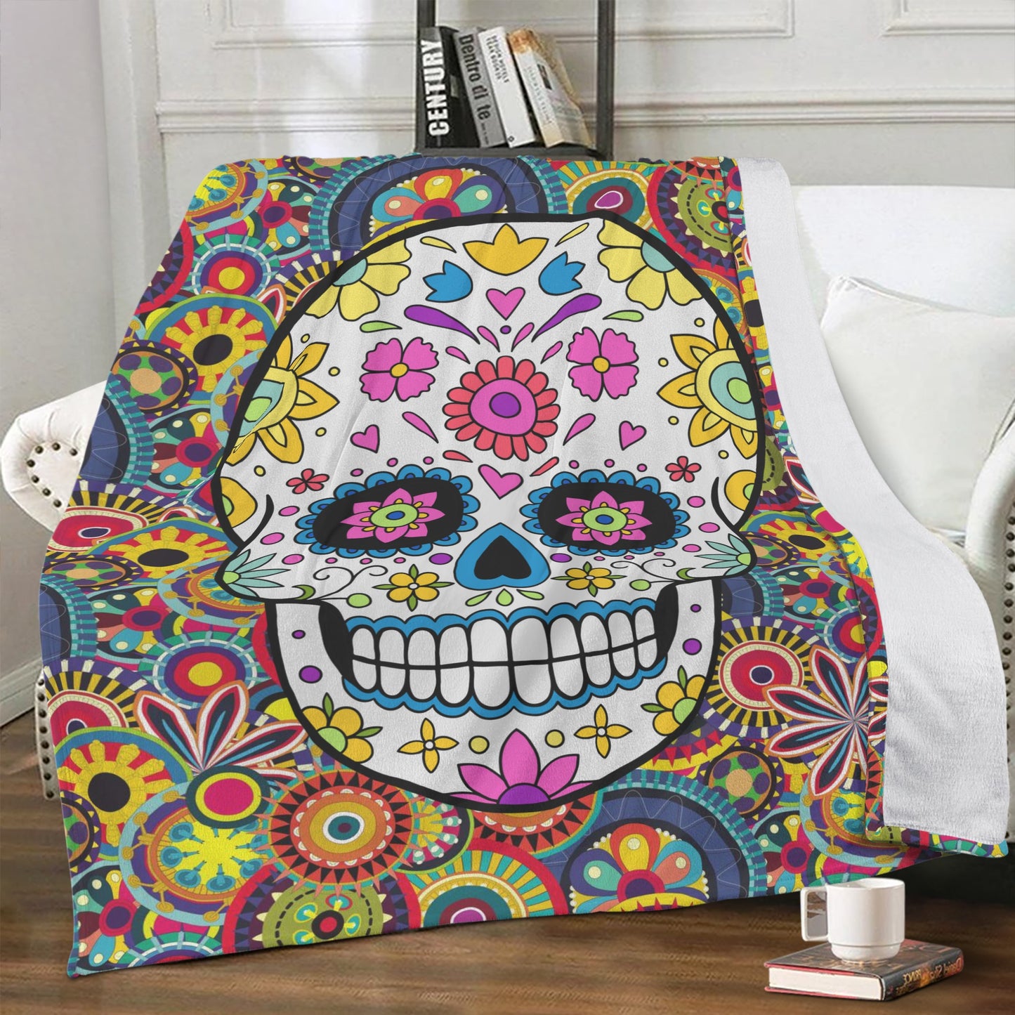 Sugar skull pattern day of the dead Blanket Fleece