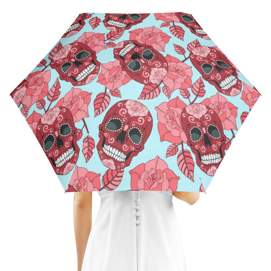 Floral candy skulls Fully Auto Open & Close Umbrella Printing Outside