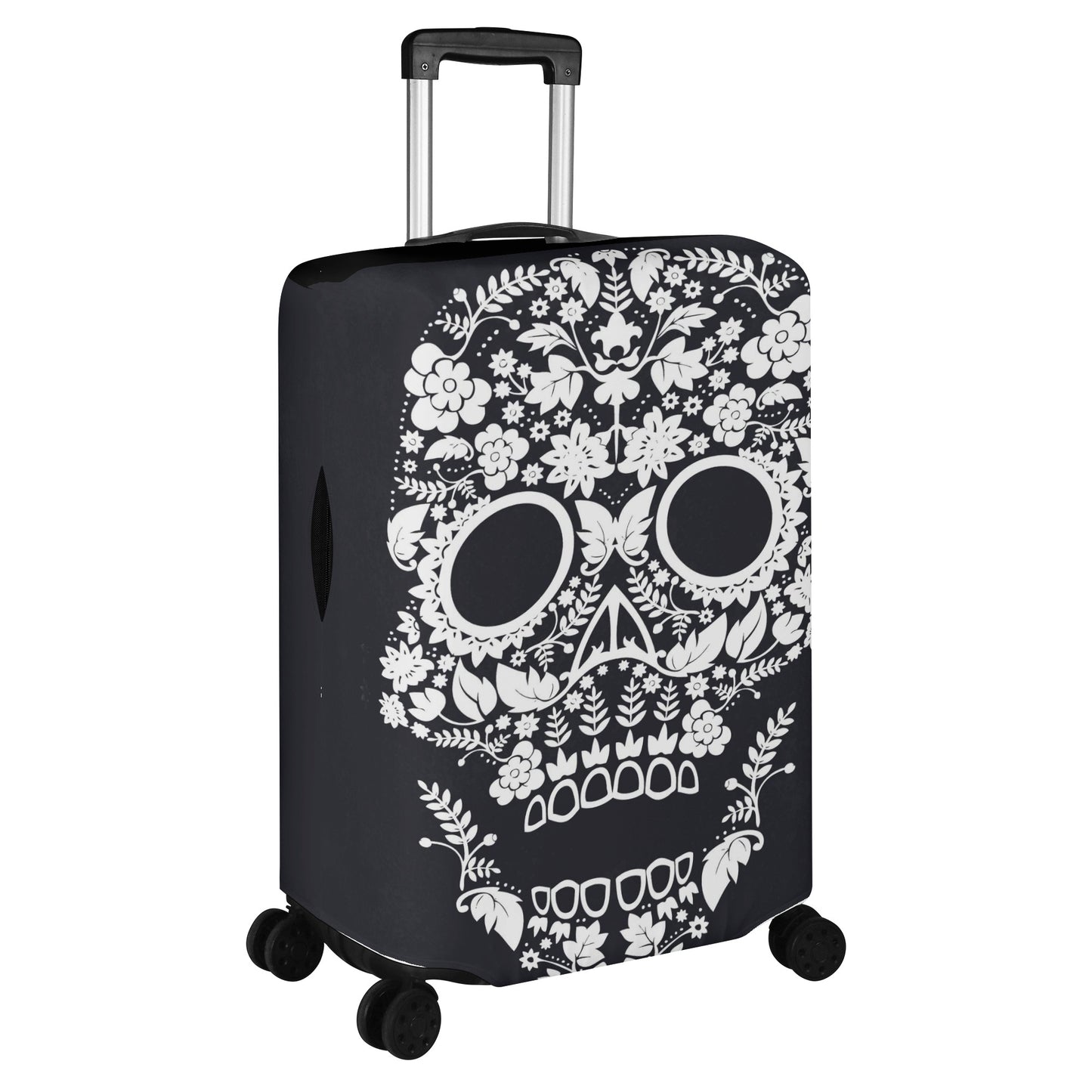 Floral sugar skull calaveras skull Polyester Luggage Cover