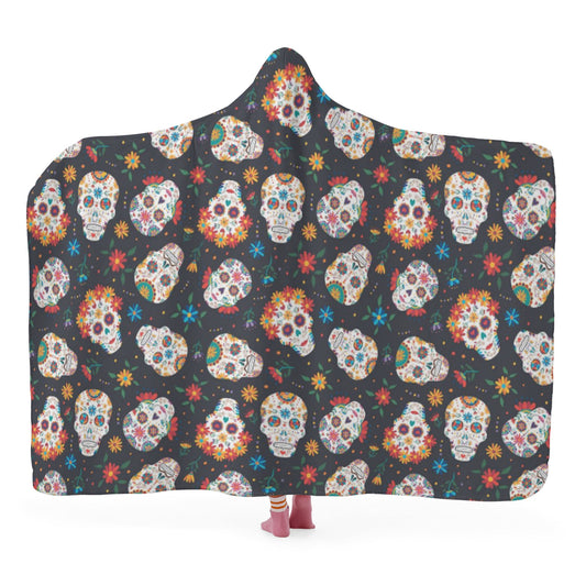Sugar skull pattern candy skull Hooded Blanket