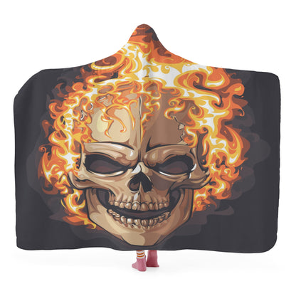 Flaming fire skull Halloween Hooded Blanket