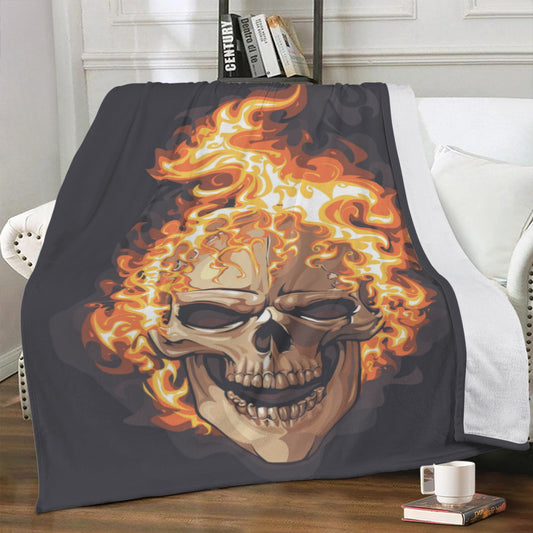 Fire flaming skull Halloween Blanket Fleece