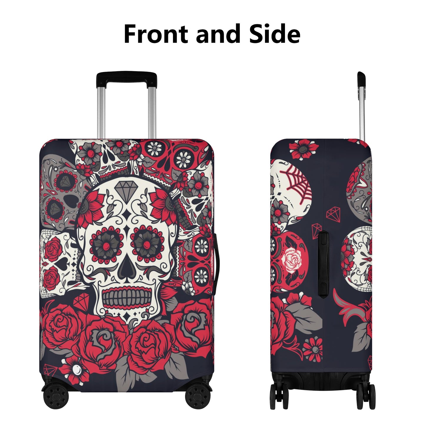 Floral sugar skull suitcase cover Polyester Luggage Cover
