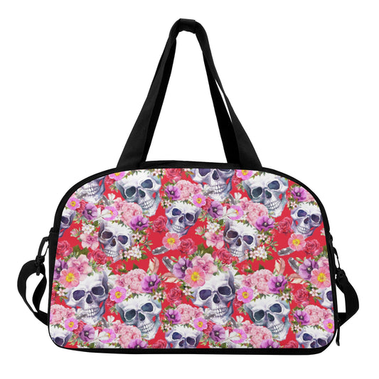Floral skull rose skull Halloween pattern Travel Luggage Bag