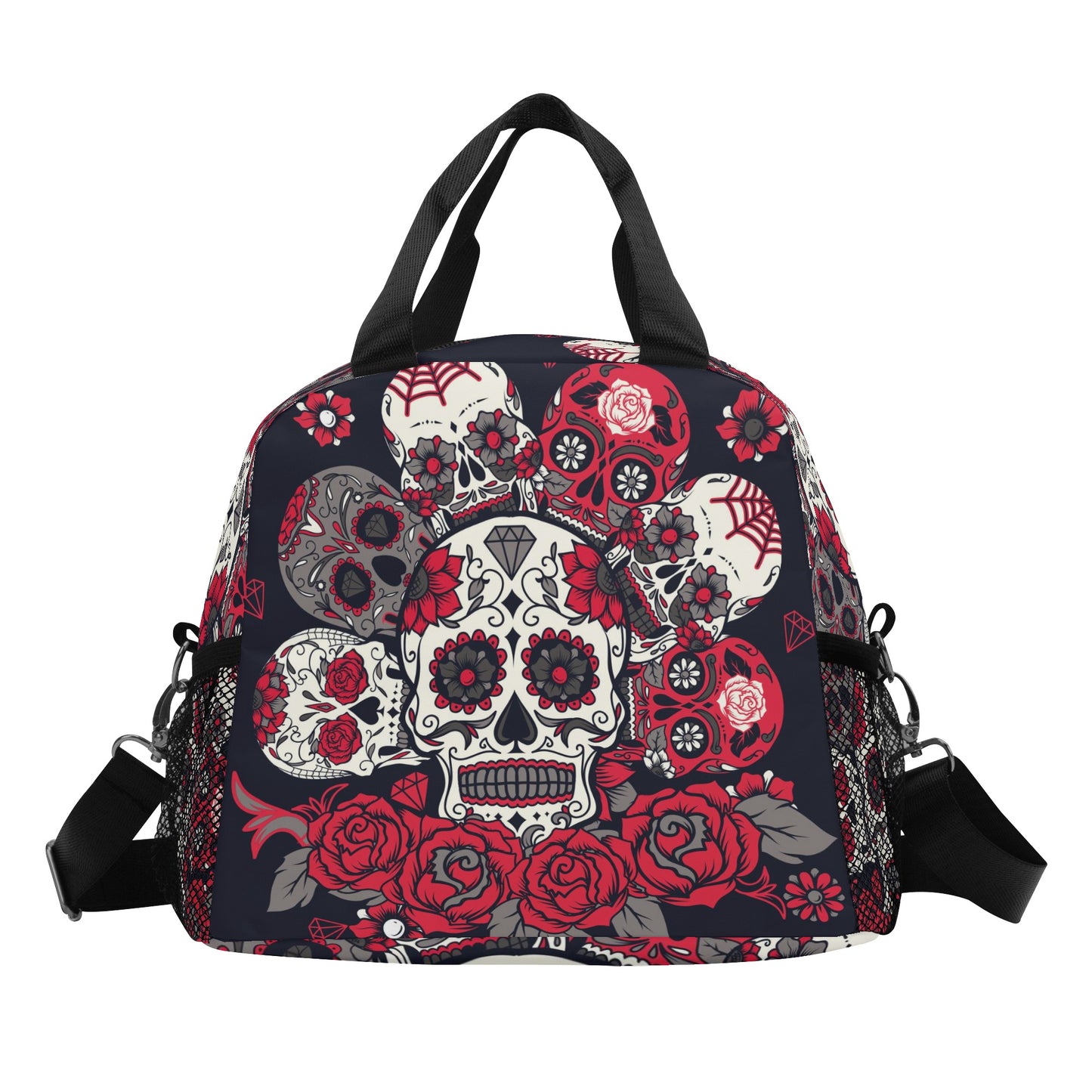 All Floral sugar skull pattern Over Printing Lunch Bag