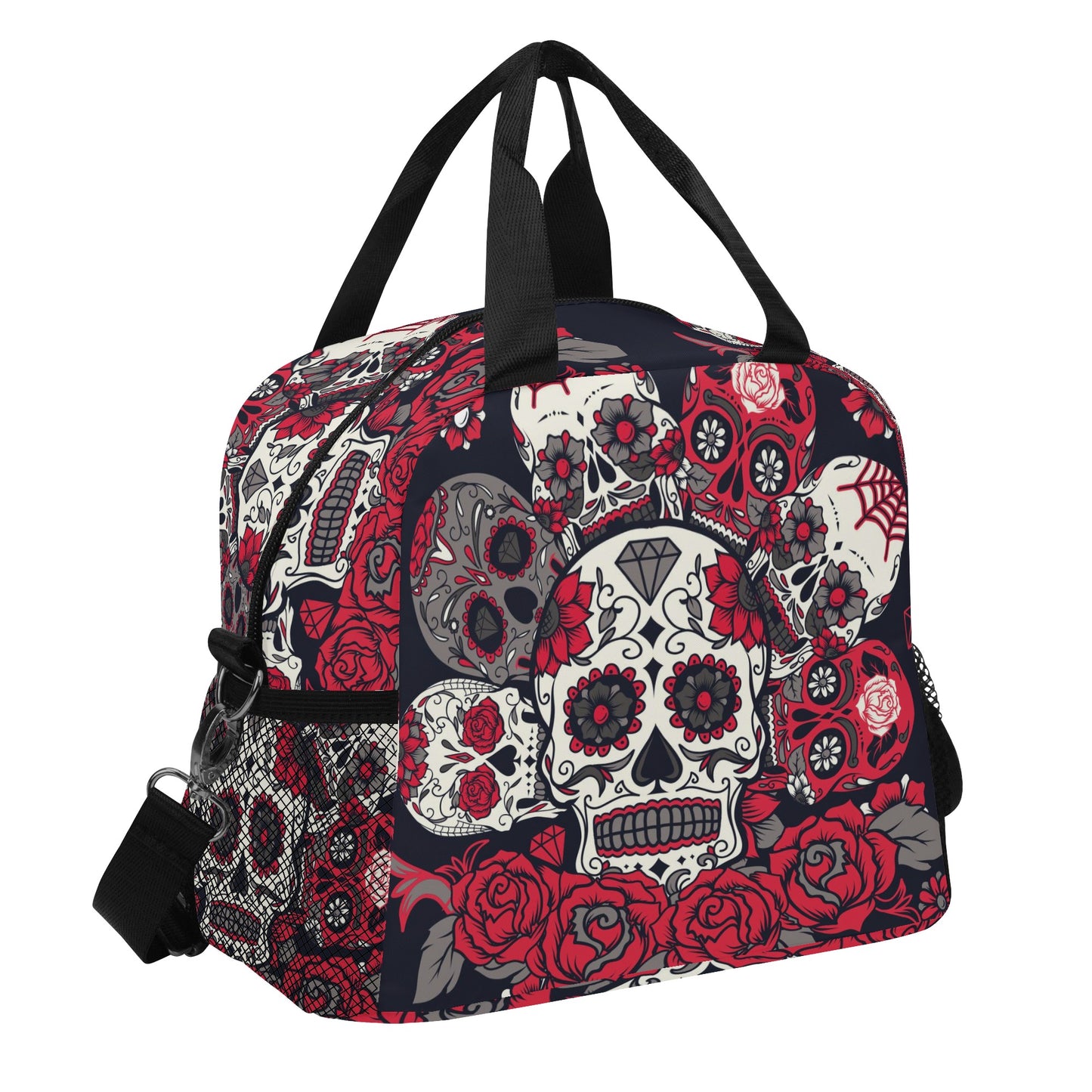 All Floral sugar skull pattern Over Printing Lunch Bag