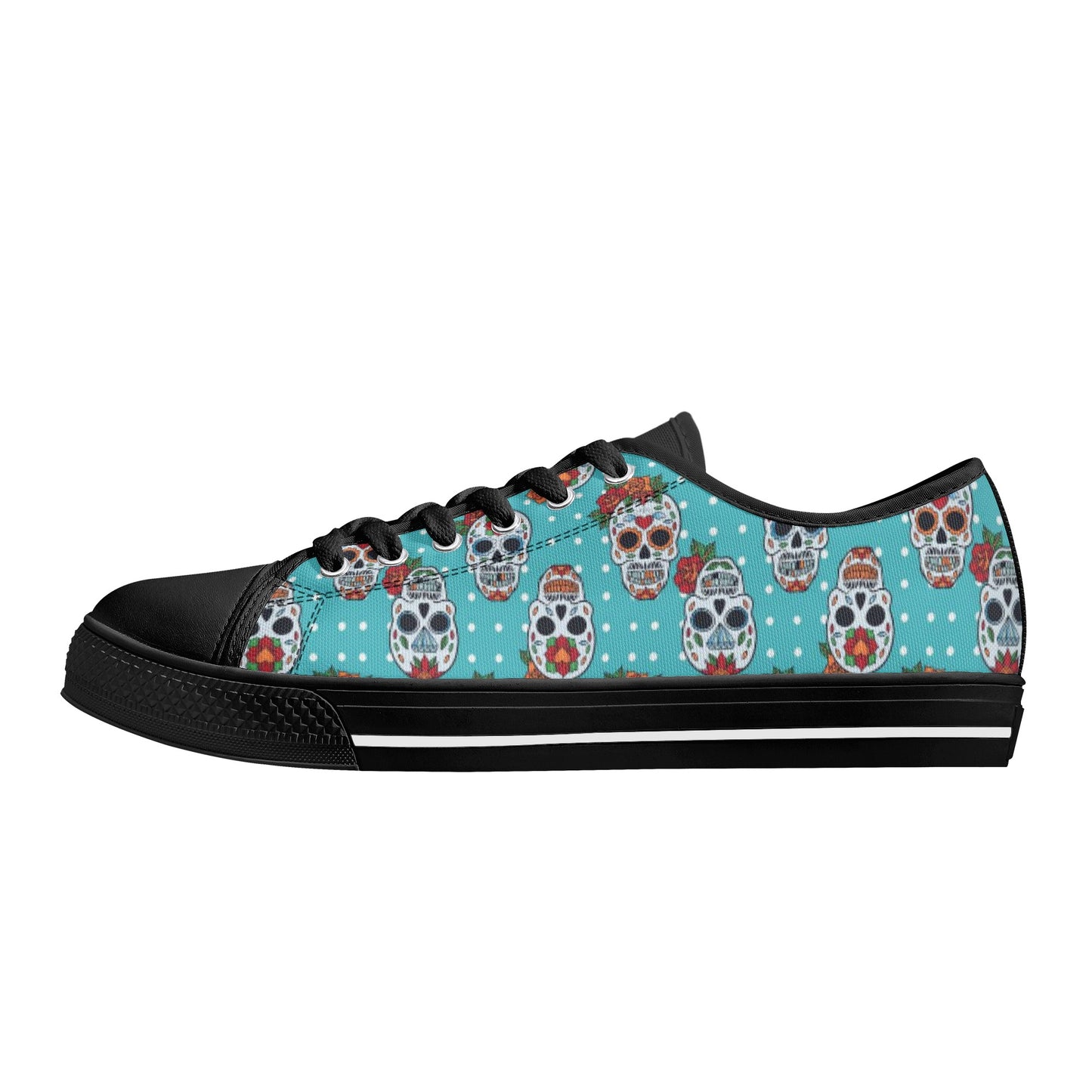 Sugar skull day of the dead pattern Women's Low Top Canvas Shoes