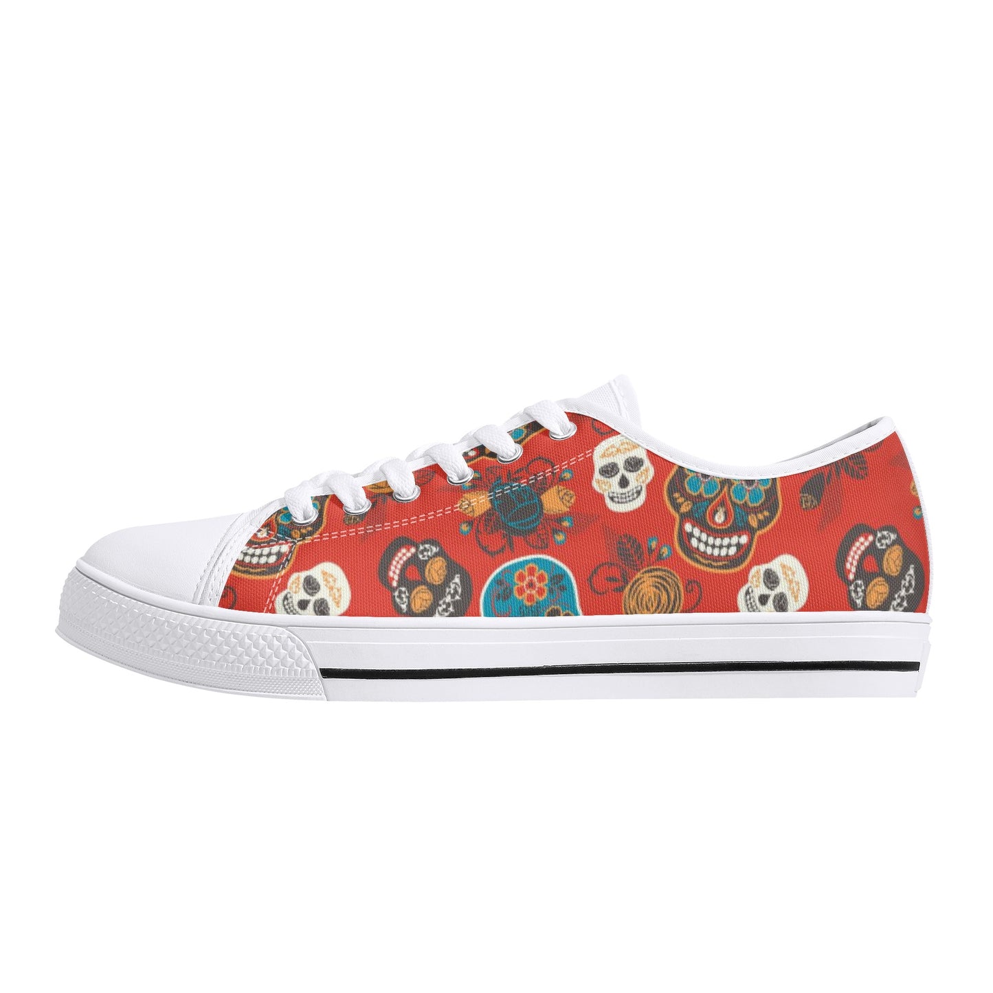 Sugar skull day of the dead pattern Women's Low Top Canvas Shoes